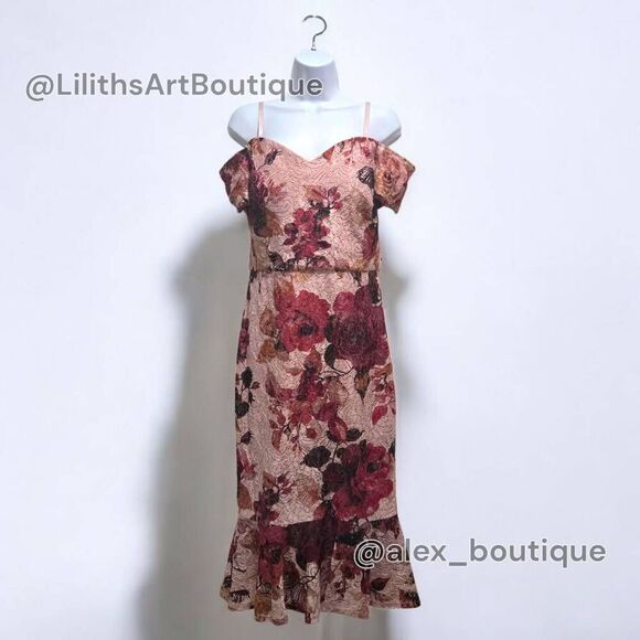 Siena Off The Shoulder Floral Lace Midi Dress(C043)-Size 10 for Women - Picture 3 of 11